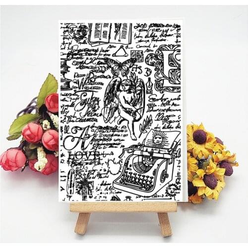 11*16CM Typewriter Backgroun Transparent Clear Stamps / Silicone Seals Roller Stamp For DIY Scrapbooking Photo Album/Card Making