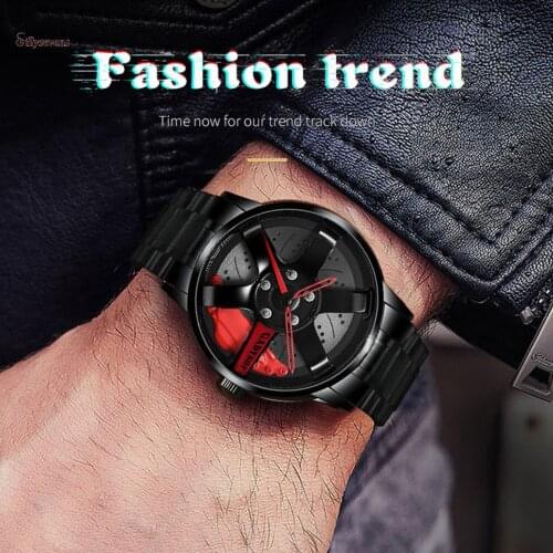 2021 New Mens Wrist Watch Mens Car Wheel Watch Fashion Sport Watches Quartz Mesh Rim Hub Watch The Mens' Round Case Watches