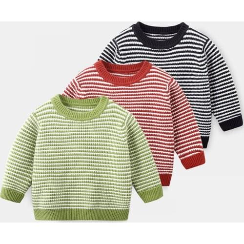 2021 Spring Autumn Winter 2 3 4 6 8 10 Years Knitted School Student Color Patchwork Handsome Striped Sweaters For Baby Kids Boys