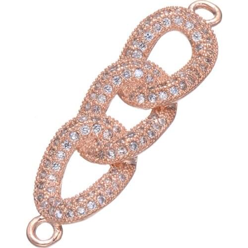 5pcs Hot Trendy Jewelry Shining Zircon Geometric Charms For Bracelets Jewelry Making Three CZ Locks Connectors Bijoux Berloques