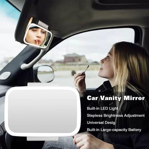 Car Visor Mirror Compact Auto Makeup Mirror With LED Light Car Accessories Interior Woman Makeup Mirror In Car