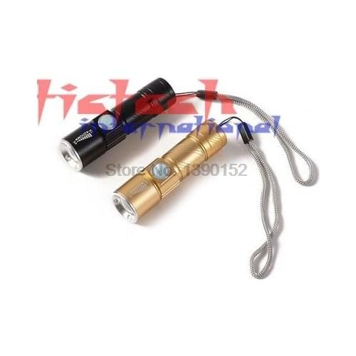 By dhl 100pcs high quality USB Handy LED Torch usb Flash Light Pocket LED Rechargeable Flashlight For Hunting Black/Gold