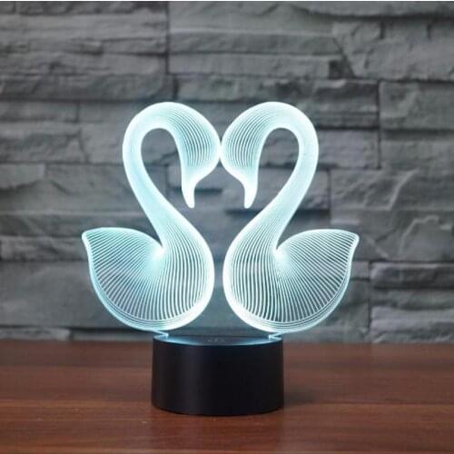 Remote Touch Switch Swan 3d Night Light Bedroom Sitting Room Light Desk Lamp Novelty Lumina Led 3d Nightlight