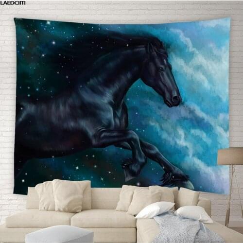 Horse Tapestry Abstract Animal Psychedelic Hippie Wall Hanging Modern European Background Cloth Living Room Bedroom Home Decor