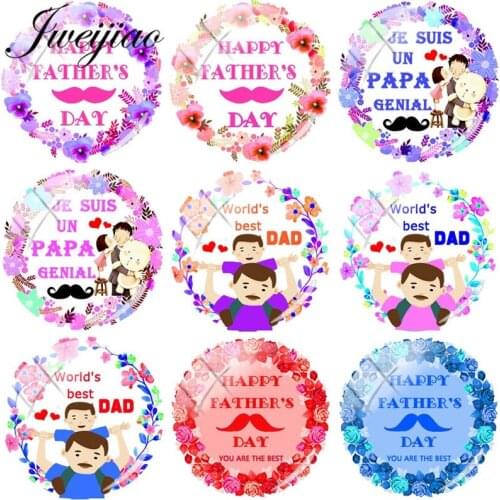 JWEIJIAO 2019 Worlds Best Dad Glass Cabochon Picture Dome French Je Suis UN Papa Genial Demo Flat Back Making Findings