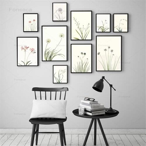 Green Plant Flower Canvas Painting Fresh Nordic Posters and Prints Minimalist Wall Art Pictures for Living Room Home Decoration