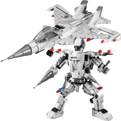 617pcs Military SU-27 Fighter 2 in 1 Transformation Robot Mecha Building Blocks with 4 figures Army Bricks Toys for Children