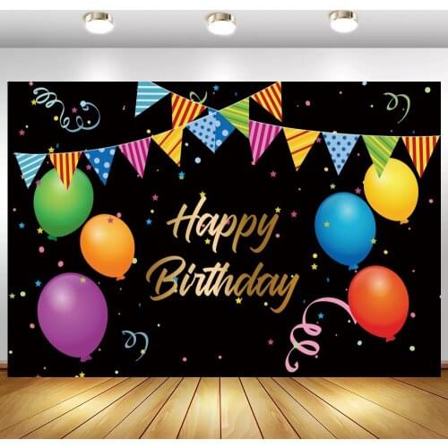 Coloful Banner Flags Happy Birthday Backdrop For Kids Family Party Decoration Cake Smash Photography Backgrounds Photocall