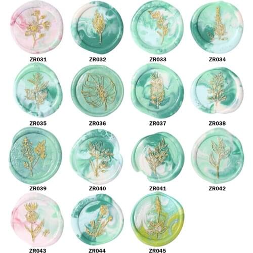 Round Plants Flowers Wax Sealing Stamp Head w/o Handle Copper Seal Stamps Wedding Invitation Craft Making Tools Decoration