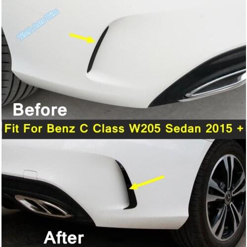 Rear Bumper Fender Air-inlet Cover Trim Carbon Fiber / Black Accessories 2PCS For Mercedes-Benz C Class W205 Sedan 2015 - 2021