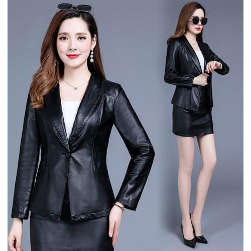 Ladies Spring new pu leather jacket short small coat fashion mother autumn suit young and middle-aged women tops locomotive