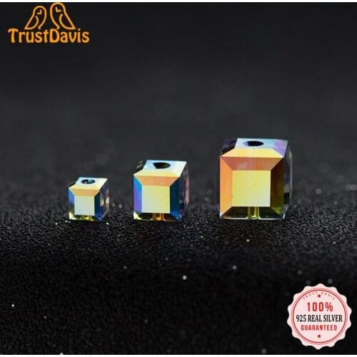 TrustDavis 2021 New Square Sugar AB Color Synthetic Crystal Beads Charm Pendant Handmade DIY Accessories Wholesale Jewelry DZ447