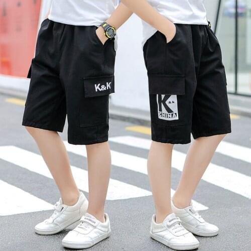 2021 Boys Summer pants Childrens Cotton Tooling Cropped pants Casual Little kids Boy Five-point Pants Boys Beach Pants