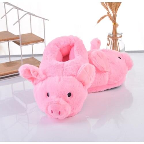 Cute Pink Toot Pink Pig Plush Slippers Home Indoor Piggy Soft Girl Heart Pig Pig Warm Cotton Slippers for Ladies