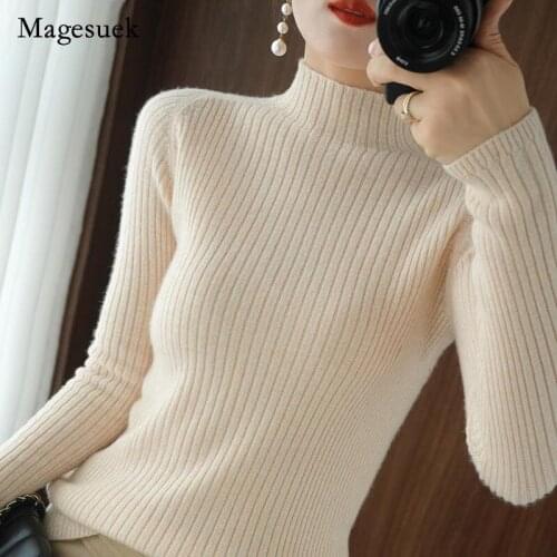 Fashion 9 Colors Solid Slim Bottoming Sweaters Women Pullovers Long Sleeve Sweater Autumn Winter Half High Collar Sweaters 17194