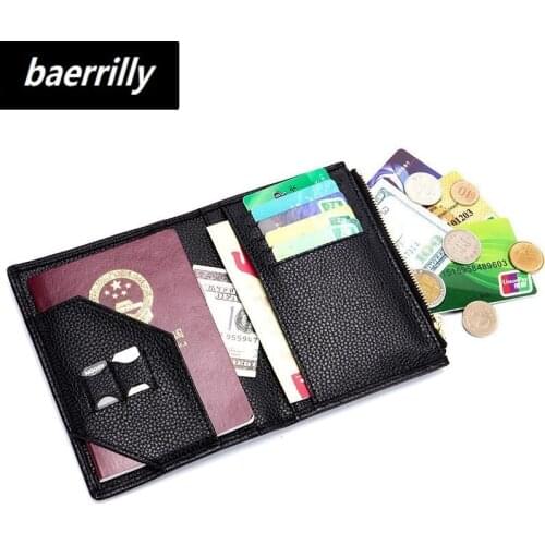 Fashion Women Card Wallet Genuine Leather Passport Cover ID Business Card Holder Men Purse Rfid Driving License Document Case
