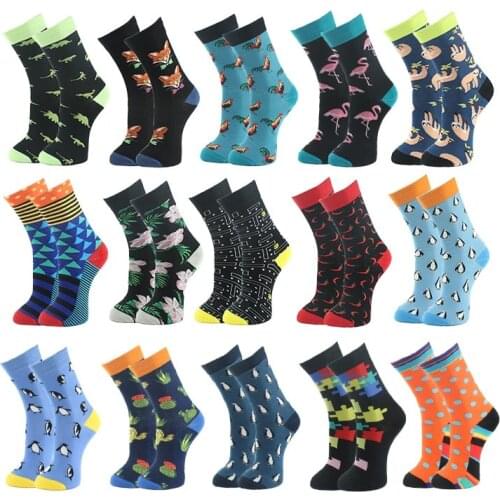 5 Pairs Loading Casual Classic Fashion Creative Harajuku Breathable Socks Men Comfortable Personality Hip Hop Calcetines Hombre