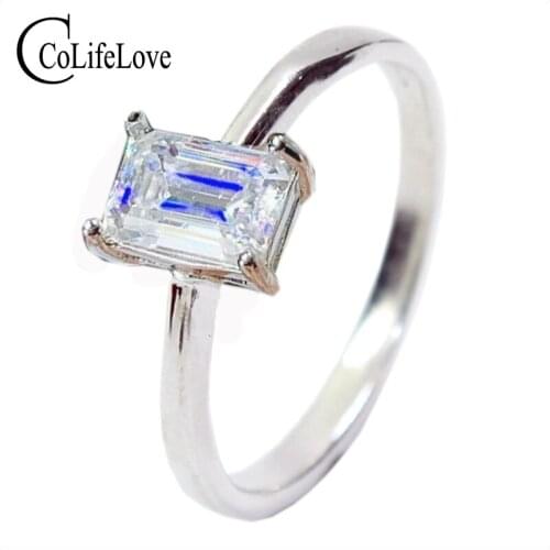 CoLife Jewelry 925 Silver Moissanite Ring for Engagement 0.5ct D Color Moissanite Engagement Ring Simple Silver Gemstone Ring