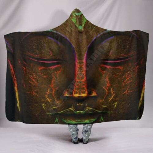 Buddha Face Hooded Blanket 3D Printed Wearable Blanket Adults For Kids Various Types Hooded Blanket Fleece blanket