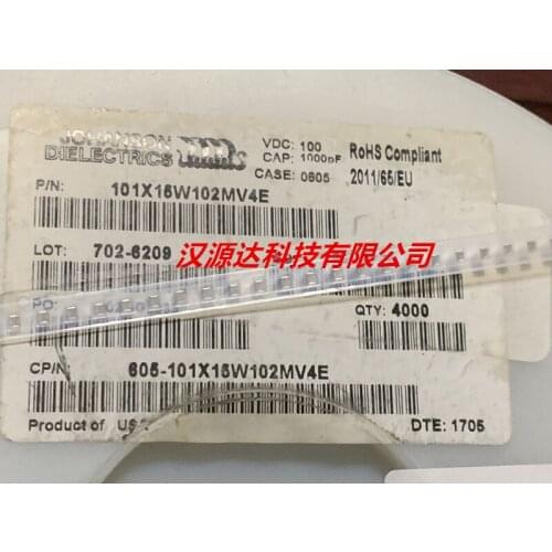 Original new 100% 101X15W102MV4E SMD X7R X2Y filter capacitor 0805 1NF 1000PF 100V (Inductor)
