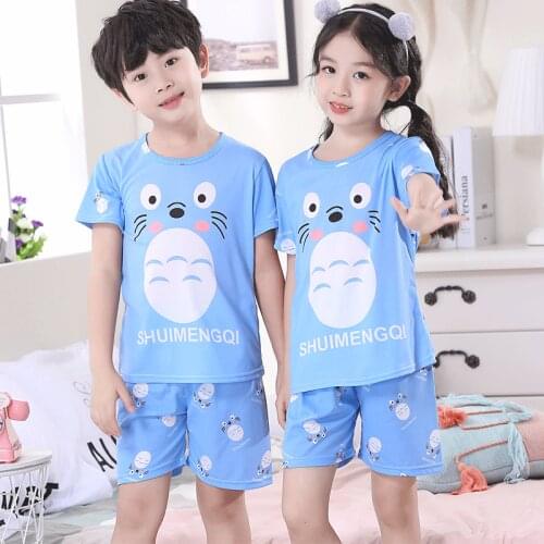 Thin Pajamas Set for Children Summer Short Sleeve Cartoon Pijama Nightwear Cute Baby Boys Tracksuit Girls Homewear Sleepwear
