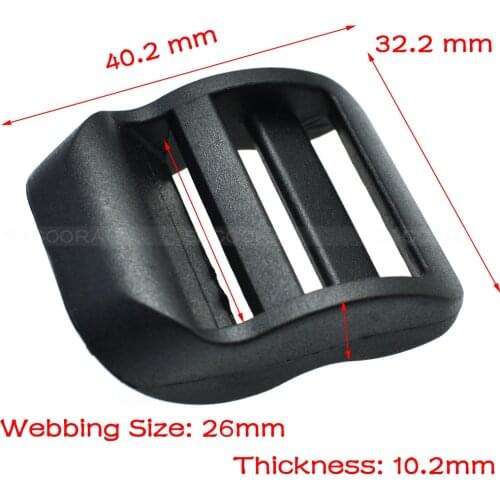 1pcs/pack Pack 1" Plastic Ladder Lock Slider Buckle Adjustable Black for Backpack Straps