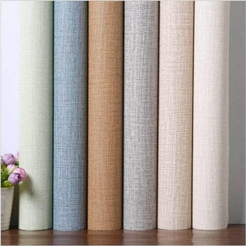 Linen PVC health wallpaper for Kitchen Cabinets Home Decor Bedroom Living Room WallPaper Vinyl Waterproof Contact Paper 60cm*10m