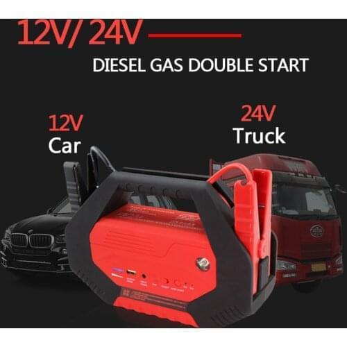 Car Turck Lorry Jump Starter Power Petrol Car Booster 12V/24V Auto Starting Device Emergency Powerful Power Bank 24000mAh