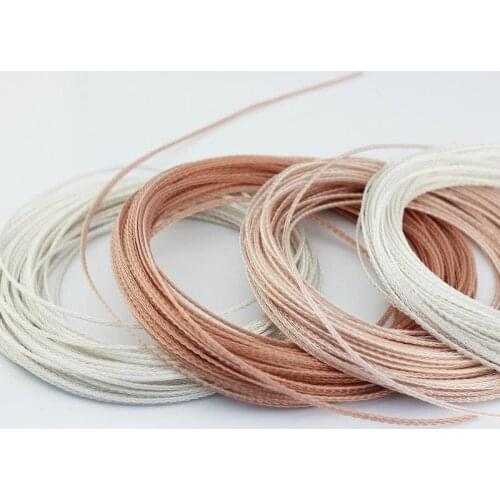 Diy earphone wire single crystal copper silver wire(no plug) 8shares 1meter