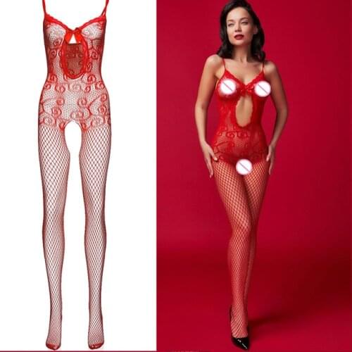 Sexy Open Crotch Bodystocking o-Neck Costumes catsuit underwear Erotic Teddy Lingerie Crotchless BabyDoll lingerie porno for sex