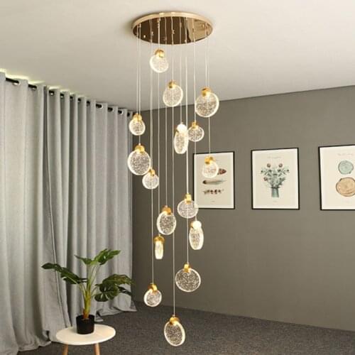 Modern crystal LED loft chandelier luxury chandelier living room dining room lighting staircase apartment home decoration lamp