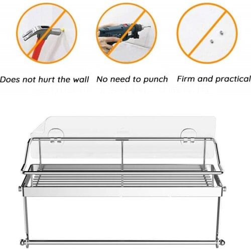 Stainless Steel Storage Rack Kitchen Organizer Tools Rack Free Punch Bathroom Gadgets Home Organization and Storage Accessories