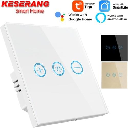 EU Standard Wifi Smart Wall Touch Light Dimmer Switch Smart Life Tuya APP Remote Control Works with Alexa and Google Home