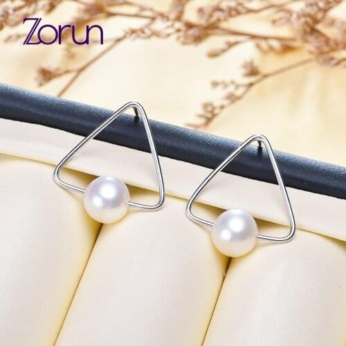 Zorun Natural Freshwater White Pearl Earring Fine / Fashion Jewelry 7-8MM 925 Sterling Silver for Women New Design Good Sale