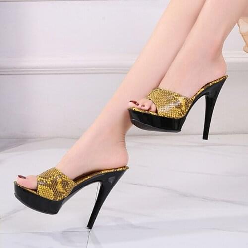 Heels 13cm Serpentine Slippers Women 2020 New Peep Toe High Heels Platform Party Wedding Shoes Femme Pantoufles Zapatos De Mujer