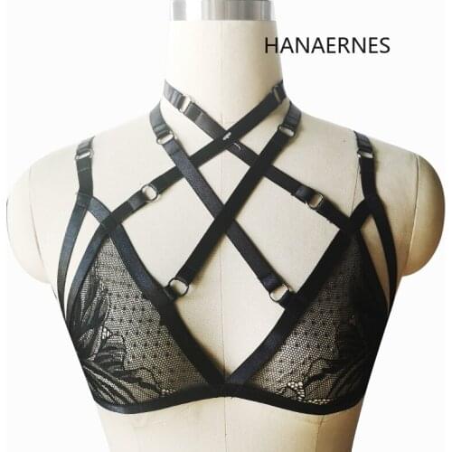 Women Body Harness Bra Soft Out Tops Caged Bra Bondage Sexy Lingerie Festival Punk Pastel Goth Rave Black Harness Lingerie