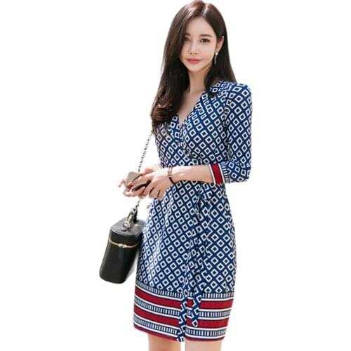 Vintage wrap one piece korean ladies plaid half Sleeve V neck streetwear women casual Mini dress clothing