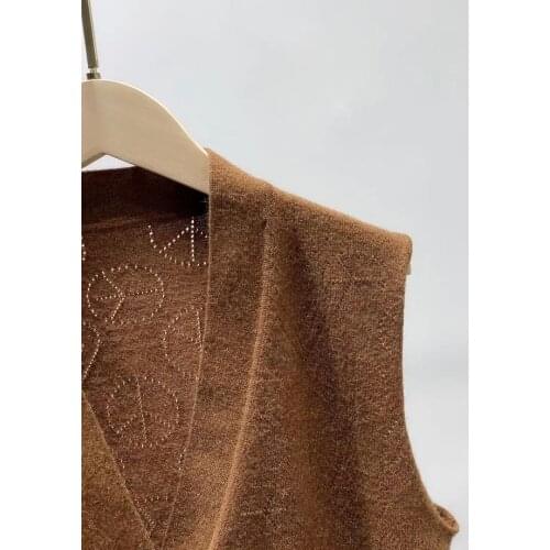 2021 Early Autumn New Solid Color V-neck Knitted Pocket Vest Women Vest Top Cardigan