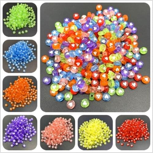 100pcs 7mm Acrylic Spaced Beads Transparent LOVE Shape Beads Charms Bracelet Beads For Jewelry Making DIY Accessories