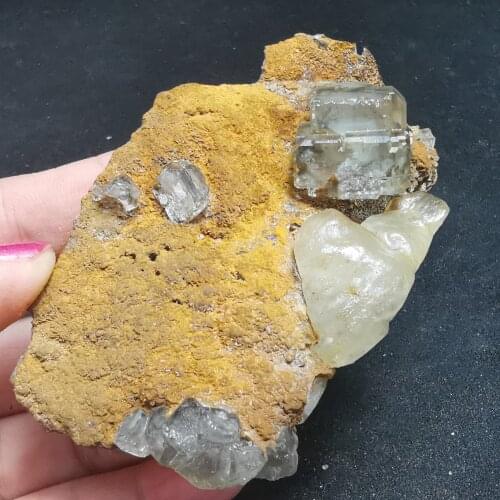 128gNatural rare green fluorite and calcite specimen stone and crystal healing stone decorated CRYSTAL QUARTZ GEM