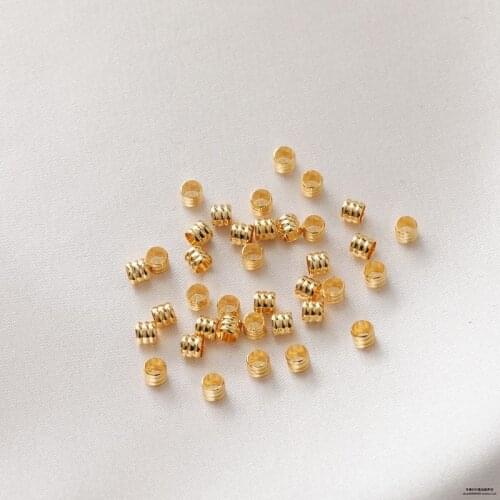 14K gold-plated copper plated real gold barrel round beads diy bracelet beaded material accessories