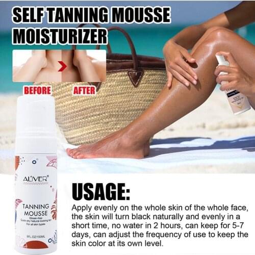 150ml Body Self Tanners Cream Anti-UV Damage Tanning Nourishing Sunless Makeup Skin Mousse Face Tanning Beauty Lotion Bronz O7C7