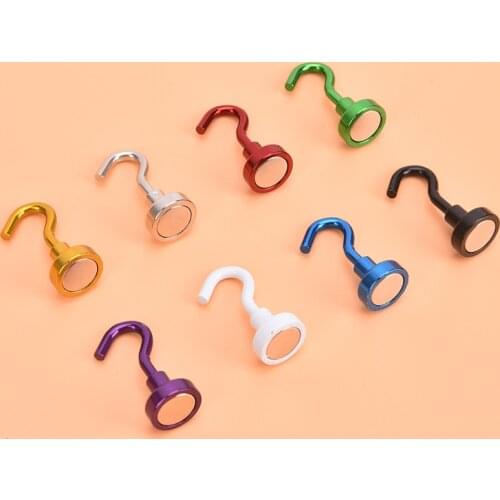 2Pcs Magnetic Hook Strong Hook Magnet Bracket Wall Suction Hook Bracket Support Hardware Magnetic Tool Multicolor