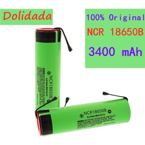 30pcs 100% original NCR18650B 3.7V 3400mAh 18650 rechargeable lithium battery for 18650 battery + DIY nickel piece