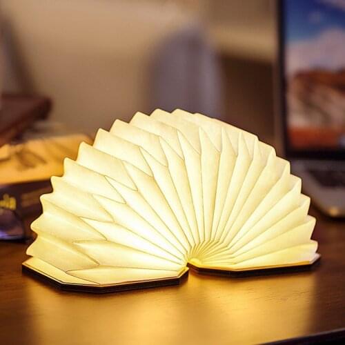 3D Creative LED Book Lamp Night Light Wooden USB Rechargeable Magnetic Foldable Book Reading Lamp Home Decoration Table Lamp