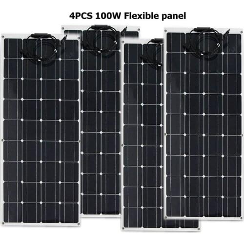 400w Solar Panel Flexible 4pcs 100w 12V 24V battery charger Monocrystalline solar cell for solar battery system kit