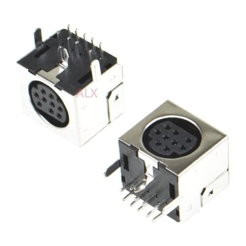 5pcs/ 9 Pin Mini DIN Female Jack Terminals 90 Degree / Right Angle PCB Panel Mount 9Pin Mini DIN Jack Socket Chassis