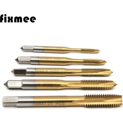 5pcs Hand Screw Thread Metric Plug Tap M3 M4 M5 M6 M8 Straight Flute 6542 Tap Tapping Screw Thread Metric Plugs Taps Set