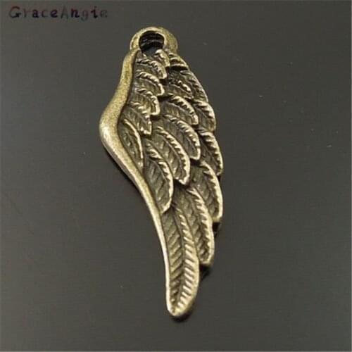 GraceAngie 50PCS Women Cute Antique Bronze Bird Wings Necklace Pendant Charms Bracelet Jewelry Making Accessories DIY Crafts
