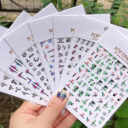 1 Pc Flower Moon Plant Design Adhesive Acrylic Nail Sticker DIY Design Colorful Nail Art Decals Fashion Manicure Decoration Tool